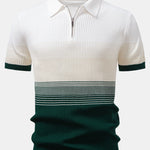 Striped Gradient Knitted Polo Shirt