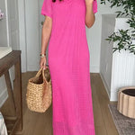 Margovil Crewneck Hollow Out Maxi Vacation Dress with Detachable Liner