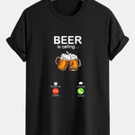 Regular Fit Beer Is Calling Print Cotton T-Shirt