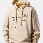Line Dachshund Print Relax Fit Hoodie & Straight Leg Pleated Pintuck Sweatpants