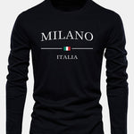 Long Sleeve Milano Print Cotton T-Shirt