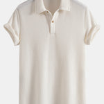 Short Sleeved Waffle Polo & Drawstring Knitted Waffle Shorts