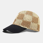 Plaid Contrast Straw Cap