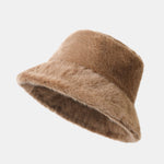 Faux Mink Fur Wide Brim Plush Bucket Hat