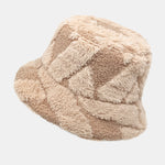 Contrast Color Stitching Plush Warm Bucket Hat