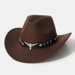 Bull Adorned Bohemian Felt Cowboy Hat