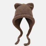 Cute Hat With Cat Ears And Braids For Winter Outdoor Warmth