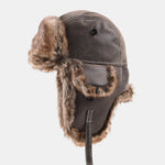 Faux Fur Leather Bomber Hat With Ear Flap