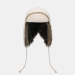Faux Fur And Lambskin Fleece Patchwork Winter Thickened Warm Earflap Hat