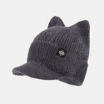 Winter Warm Knitted Hat With Brim – Soft And Cozy Cat Ear Design Cute Cold Weather Earflap Cap