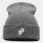 Ghost Pattern Embroidered Warm Beanie Hat