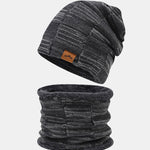 Winter Fleece Lined Beanie Hat Scarf Set