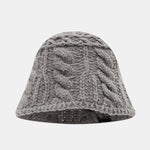 Solid Color Wool Coarse Texture Warm Knitted Bucket Hat