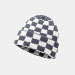 Unisex Autumn/Winter Thick Double-Layer Checkerboard Knitted Hat Outdoor Warm Couple Cap