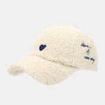Stylish Plush Baseball Cap With Heart And Letter Embroidery