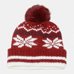 Snowflake Pattern Pom-pom Warm Knitted Hat