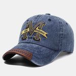 Vintage Letter M Embroidered Washed Distressed Baseball Cap