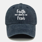 Faith Over Fear Pattern Distressed Washed Baseball Cap