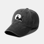 Middle Paw Cat Print Washed Baseball Cap
