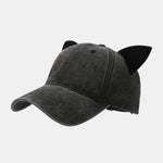 Velvet Cat Ear Design Washed Baseball Cap
