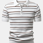 Stripe Waffle Zipper Knit Polo