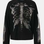 Oversize Skeleton Print Waffle T-Shirt