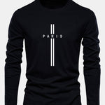Long Sleeve Paris Stripe Print Cotton T-Shirt