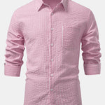 3 Pieces Seersucker Striped Button Up Shirt