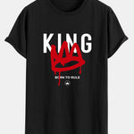 Crown King Print Cotton Arc Hem T-Shirt