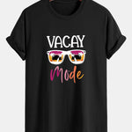 Regular Fit Vacay Mode Print Cotton T-Shirt & Man Mid Length Drawstring Swim Shorts