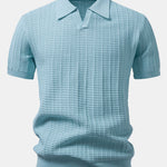 Textured Jacquard Johnny Collar Knit Polo
