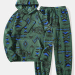 Relax Fit Tribal Geometry Teddy Hoodie & Jogger Pants