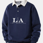 Los Angeles Print Contrast Polo Collar Sweatshirt