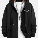 Milano Italy Print Relax Fit Zip Hoodie