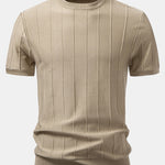 Striped Jacquard Crew Neck Sweater Knitted T-Shirt