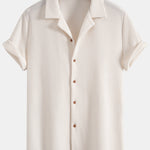 Waffle Button Up Shirt & Drawstring Knitted Waffle Shorts
