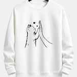 Cat High-Five Print Relax Fit Sweatshirt