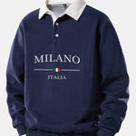 Milano Print Contrast Polo Collar Sweatshirt