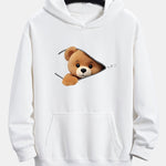 Zipper Bear Print Relax Fit Hoodie
