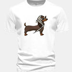 Regular Fit Headscarf Dachshund Print Cotton T-Shirt