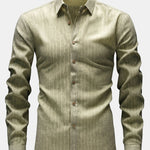 Long Sleeve Stripe Linen Look Button Up Shirt