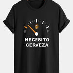 Regular Fit I Need Beer Print Cotton T-Shirt