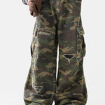Baggy Fit Camo Ripped Wide Leg Pants