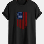 Regular Fit American Flag Print Cotton T-Shirt