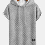 Checkerboard Jacquard  Arc Hem Hooded T-Shirt
