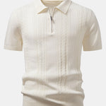 Twist Jacquard Knitted Zipper Polo Shirt