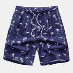 Regular Fit Seagull Print Cotton T-Shirt & Palm Tree Seagull Print Swim Shorts