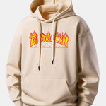 Flame Brooklyn Print Relax Fit Hoodie
