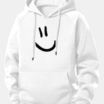 Smiley Face Print Drawstring Hoodie