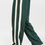 Relax Fit Los Angeles Print Color Block Polo Sweatshirt & Slit Hem Stripe Pants